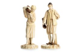 PAIR OF ROYAL WORCESTER CREAMWARE FIGURES, EARLY 20TH CENTURY