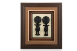 AFRICAN CARVED WOOD FERTILITY DUO, 20TH CENTURY