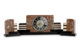 ART DECO MARBLE CLOCK GARNITURE,