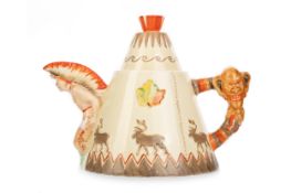 CLARICE CLIFF 'CANADA' TEA POT, C.1930