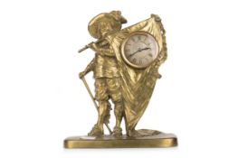 BRASS MANTEL CLOCK, EARLY 20TH CENTURY