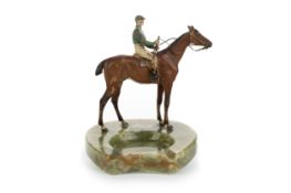 FRANZ XAVER BERGMAN (AUSTRIAN 1861-1936), COLD PAINTED BRONZE AND ONYX TABLE ASHTRAY