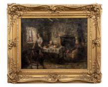 STRUAN ROBERTSON (SCOTTISH fl. 1903 - 1918), FAMILY AROUND THE TABLE
