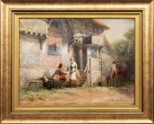 DUNCAN MACKELLAR RSW (SCOTTISH 1849 - 1908), OUTSIDE THE TAVERN