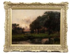 JAMES CAMPBELL NOBLE RSA (SCOTTISH 1846 - 1913), SUNSET, GOGAR HOUSE, EDINBURGH