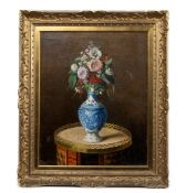 * HERBERT DAVIS RICHTER (BRITISH 1874 - 1955), STILL LIFE WITH BLUE AND WHITE VASE