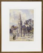 JAMES WATTERSON HERALD (SCOTTISH 1859 - 1914), STREET SCENE WITH CHURCH