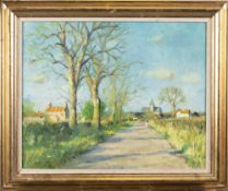 JOHN MACKIE, FIGURE ON A TREE LINED COUNTRY PATH