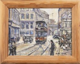 ROBIN MILLER, GLASGOW TRAM ON MOIR STREET BETWEEN LONDON ROAD AND GALLOWGATE