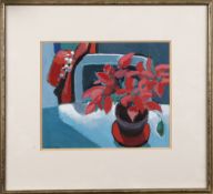 IRENE LESLIE MAIN, POINSETTIA AND RED HAT