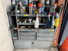 METAL SHELVING UNIT WITH CONTENTS