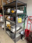 METAL SHELVING UNIT WITH CONTENTS