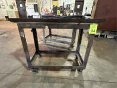 METAL WORK TABLE ON CASTERS
