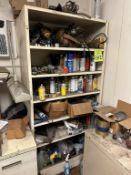 METAL BOOKCASE WITH CONTENTS CONSISTING OF: