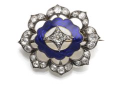 BROOCH WITH ENAMEL & DIAMONDS