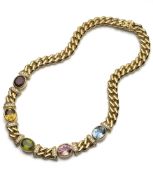 Coloured stone diamond necklace