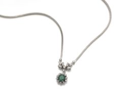 NECKLACE WITH EMERALD & DIAMONDS