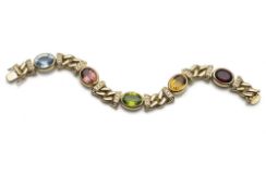 Coloured stone diamond bracelet