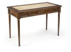 A FRENCH BRASS-BANDED MAHOGANY BUREAU PLAT