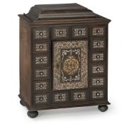 A German pewter, tortoiseshell, brass and ebonised table cabinet