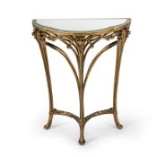 A CARVED AND GOLD PAINTED WOOD ART NOUVEAU WALL CONSOLE