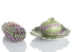 TWO VEGETABLE SHAPED TURREENS
