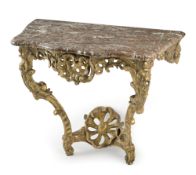 A SOUTH GERMAN CARVED AND GILTWOOD CONSOLTABLE