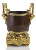 A DECORATIVE ORMOLU MOUNTED GRIOTTE ROUGE MARBLE CACHEPOT