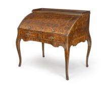 A GERMAN BRONZE MOUNTED YEW PARQUETRY WRITING DESK