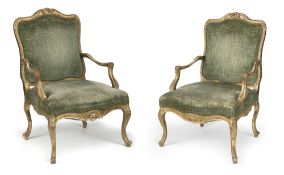 A PAIR OF FRENCH GILTWOOD FAUTEUILS