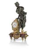 A LARGE FRENCH PATINATED GILTBRONZE AND MARBLE PENDULE