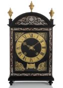 A FINE FRENCH PEWTER AND BRASS LINED BOULLE PENDULE RELIGIEUSE