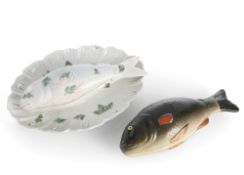 TWO TROMPE D'OEIL FISH TUREENS