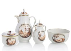 COFFEEPOT MILKPOT SUGAR BOWL AND BISCUIT BOWL