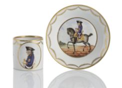 CUP AND SAUCER WITH KING FREDERICK II OF PRUSSIA