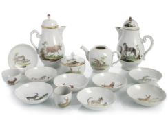 PARTS FROM A COFFEE SERVICE PAINTED WITH ANIMALS