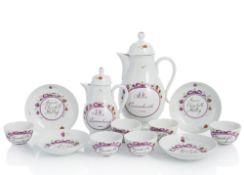COFFEEPOT, MILKPOT, 6 CUPS AND 4 SAUCERS