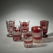 SIX BOHEMIAN GLASSES