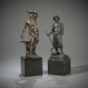 TWO BRONZE FIGURES - BLACKSMITH AND RAIL SMITH
