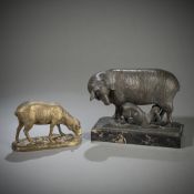 TWO ANIMAL BRONZES - TWO SHEEP