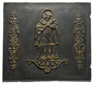 AN IRON KILN PLATE WITH ST. JOHN OF NEPOMUK