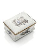 A GERMAN COPPER-GILT MOUNTED ENAMEL SNUFF BOX AND COVER