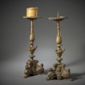 A PAIR OF ITALIAN ALTAR CANDLESTICKS