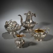 AN ENGLISH SILVERPLATED COFFEE AND TEA SERVICE
