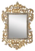 A SOUTH GERMAN GILTWOOD AND SILVERED MIRROR