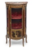 A FRENCH GILTBRASS MOUNED MAHOGANY AND VERNIS MARTIN PAINTED VITRINE