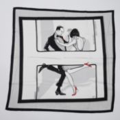 HERMES CARRE SILK SCARF WITH DANCING COUPLE 