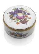 A MEISSEN GILT-METAL MOUNTED ROUND SNUFF-BOX AND COVER