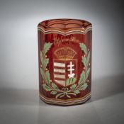 A DRINKING GLASS WITH ROYAL HUNGARIAN COAT OF ARMS