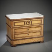 A CHARLES X BIRD'S EYE MAPLE MINIATURE COMMODE